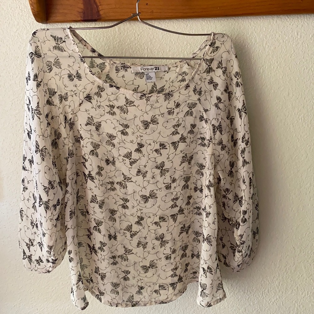 Bow Detailed Sheer Blouse